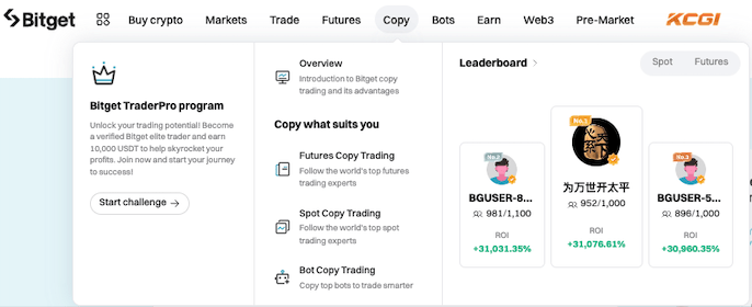 There's 3 types of copytrading on Bitget